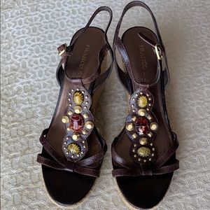 Franco Sarto embellished leather wedge sandals